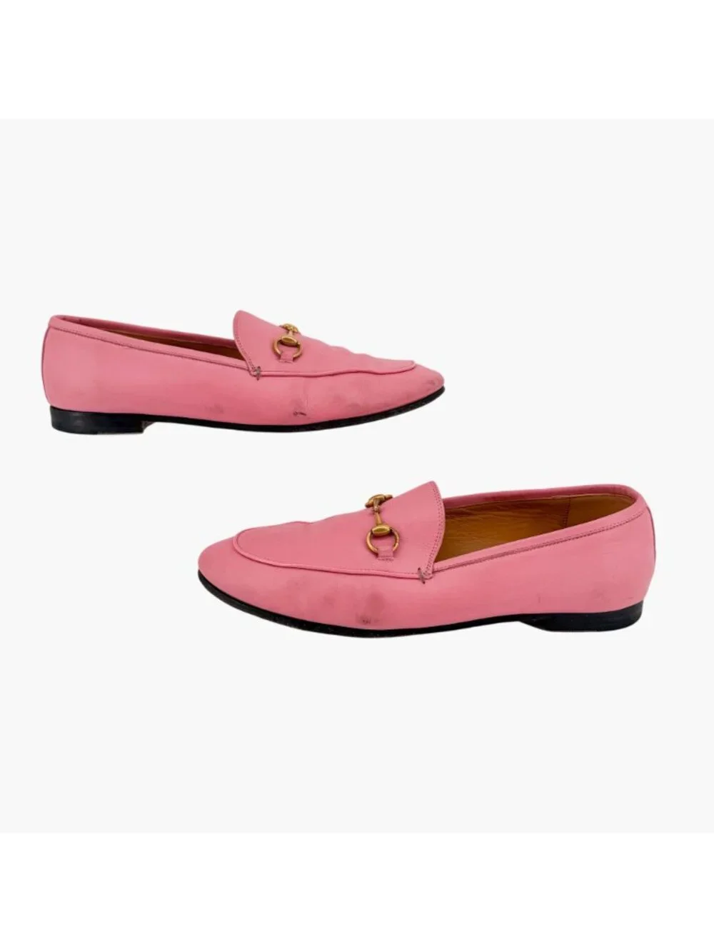 Gucci Jordaan Horsebit Loafers Pink Leather Size 39.5 US 9.5 Women's Flats